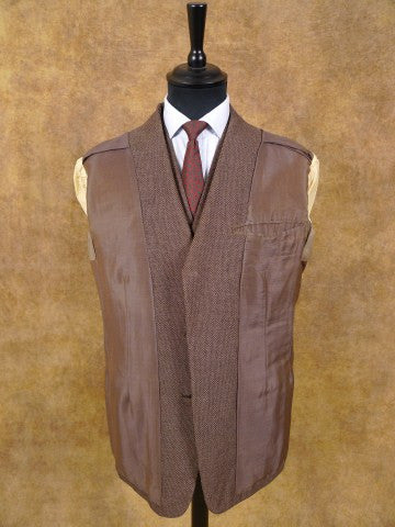 1951 Anderson & Sheppard Savile Row Bespoke Brown 3-Piece Suit 40S