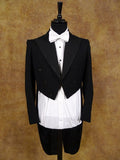 1940s 1950s Black Barathea Wool Evening Tailcoat 37
