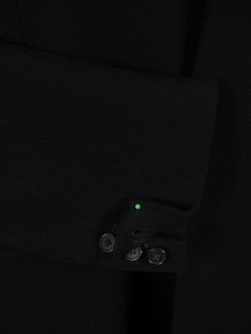 1949 Huntsman & Sons Savile Row Bespoke Black Heavyweight Overcoat w/ Silk-Velvet Collar 44L