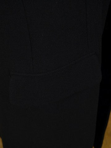 1949 Huntsman & Sons Savile Row Bespoke Black Heavyweight Overcoat w/ Silk-Velvet Collar 44L