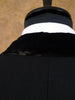1949 Huntsman & Sons Savile Row Bespoke Black Heavyweight Overcoat w/ Silk-Velvet Collar 44L