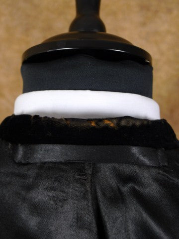 1949 Huntsman & Sons Savile Row Bespoke Black Heavyweight Overcoat w/ Silk-Velvet Collar 44L