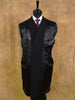 1949 Huntsman & Sons Savile Row Bespoke Black Heavyweight Overcoat w/ Silk-Velvet Collar 44L