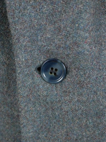 1940s CC41 Heavyweight Lovat Blue Laird Tweed Raglan Overcoat 44L