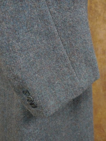 1940s CC41 Heavyweight Lovat Blue Laird Tweed Raglan Overcoat 44L