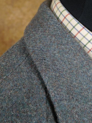 1940s CC41 Heavyweight Lovat Blue Laird Tweed Raglan Overcoat 44L