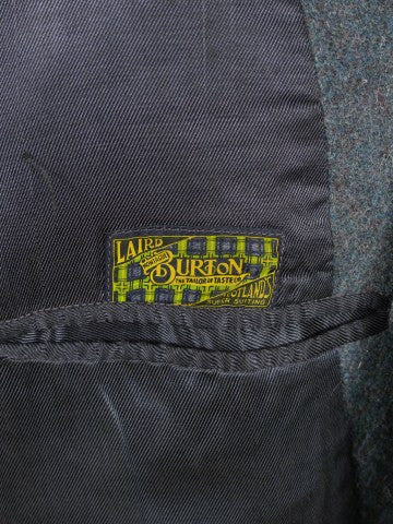 1940s CC41 Heavyweight Lovat Blue Laird Tweed Raglan Overcoat 44L