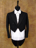1930 Vintage Savile Row Bespoke Black Wool Evening Tailcoat 40S