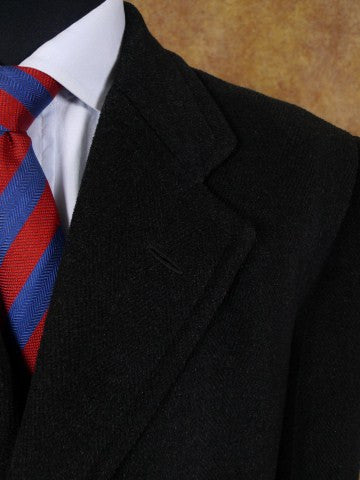 1950s 1960s Heavyweight Charcoal Grey Textured Wool Overcoat 40-42