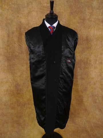 1950s 1960s Heavyweight Charcoal Grey Textured Wool Overcoat 40-42