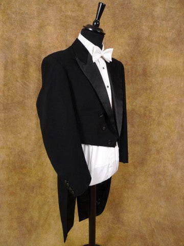 1950s 1960s Vintage Black Doeskin Wool Evening Tailcoat 36