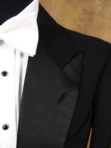 1950s 1960s Vintage Black Doeskin Wool Evening Tailcoat 36