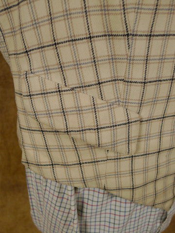 1930s 1940s Vintage Cream / Grey & Black Tattersall Check Country Waistcoat 42