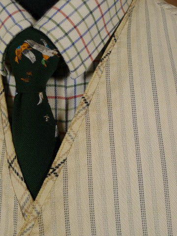 1930s 1940s Vintage Cream / Grey & Black Tattersall Check Country Waistcoat 42