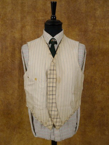 1930s 1940s Vintage Cream / Grey & Black Tattersall Check Country Waistcoat 42