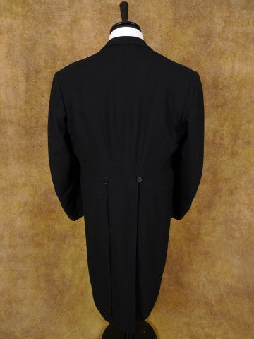 1950s Vintage Tailored Black Herringbone Wool Morning Coat 41