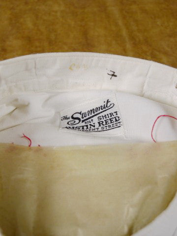 1930s 1940s Vintage White Stiff Marcella Front Collarless Evening Shirt 14