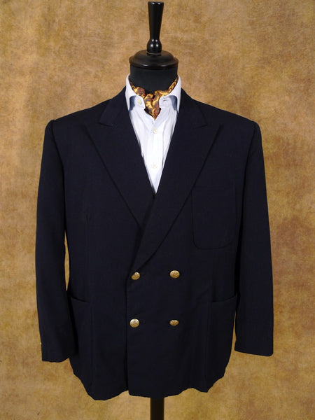 1950s 1960s Vintage Navy Blue Wool D/B Blazer 44S