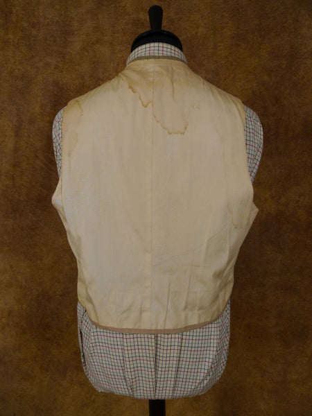 1948 Savile Row Bespoke Green /  Blue & Red Tattersall Check Country Waistcoat 42-43