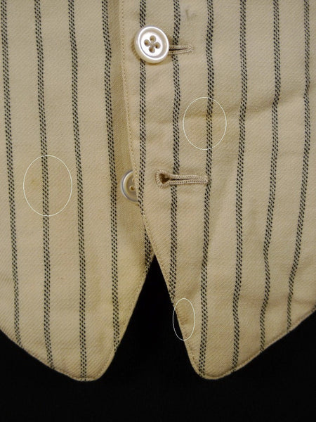 1930s 1940s Vintage Savile Row Bespoke Cream / Black Stripe Waistcoat 44S Public School?