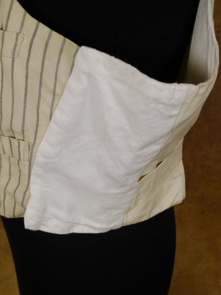 1930s 1940s Vintage Savile Row Bespoke Cream / Black Stripe Waistcoat 44S Public School?