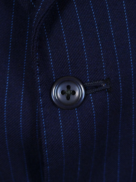 1960s 1970s Vintage Tailored Navy Blue Rope-Stripe Suit 42R