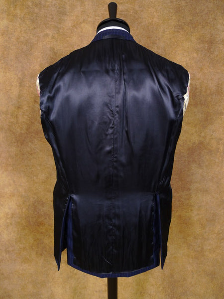 1960s 1970s Vintage Tailored Navy Blue Rope-Stripe Suit 42R