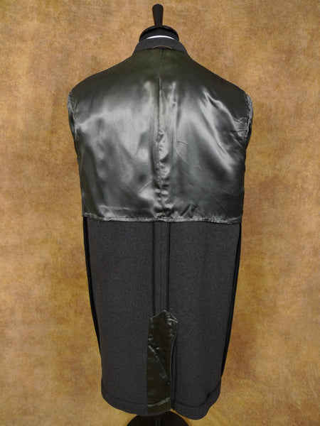 1950s 1960s Heavyweight Vintage Grey Wool Overcoat Coat 42-44L