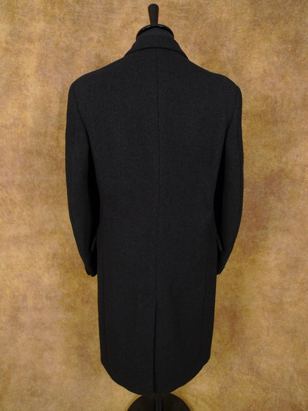 1940s 1950s Harrods London Heavyweight Charcoal Grey D/B Overcoat 38