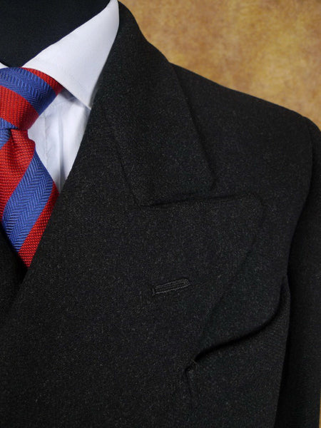 1940s 1950s Harrods London Heavyweight Charcoal Grey D/B Overcoat 38