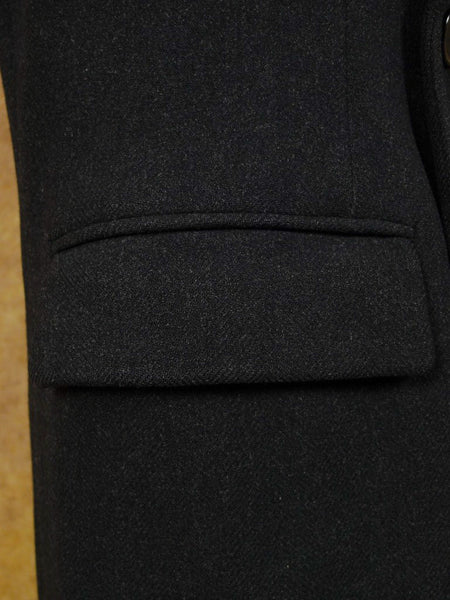 1940s 1950s Harrods London Heavyweight Charcoal Grey D/B Overcoat 38