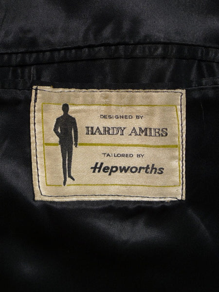 1960s Crombie Heavyweight Charcoal Grey Raglan Overcoat 44-46