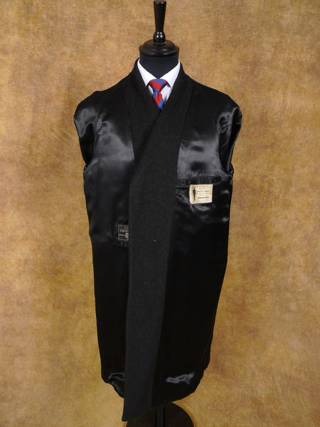 1960s Crombie Heavyweight Charcoal Grey Raglan Overcoat 44-46