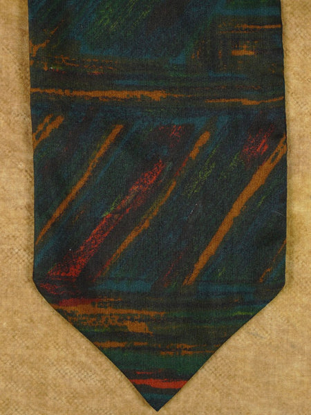 1950s 1960s Vintage Green / Black & Blue Rayon Cravat