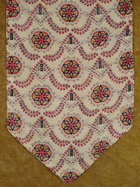 1950s Vintage Sammy Cream / Red Pattern Rayon Cravat