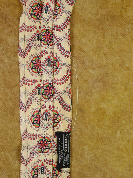1950s Vintage Sammy Cream / Red Pattern Rayon Cravat