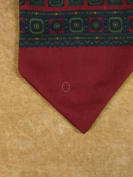 1950s 1960s Vintage Red / Green & Blue Pattern Rayon Cravat