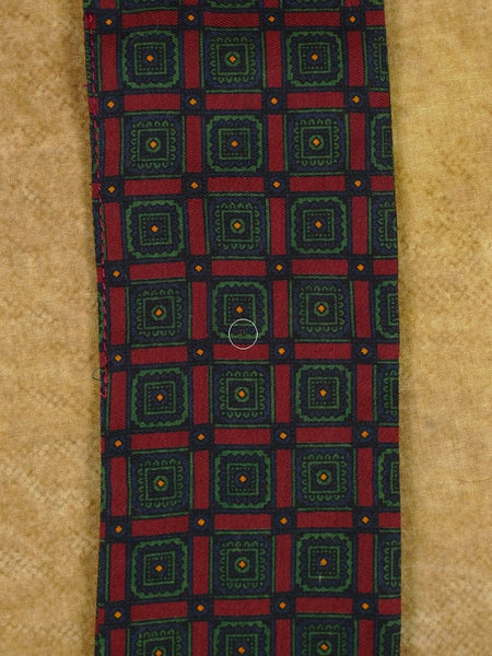 1950s 1960s Vintage Red / Green & Blue Pattern Rayon Cravat