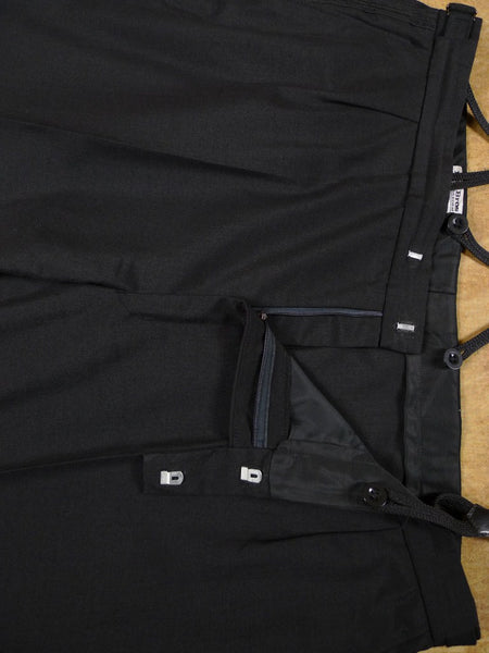 1960s Lightweight Black Wool Dinner Trousers w/ Black Braces 40S