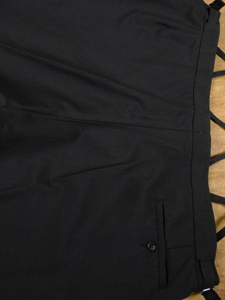 1960s Lightweight Black Wool Dinner Trousers w/ Black Braces 40S
