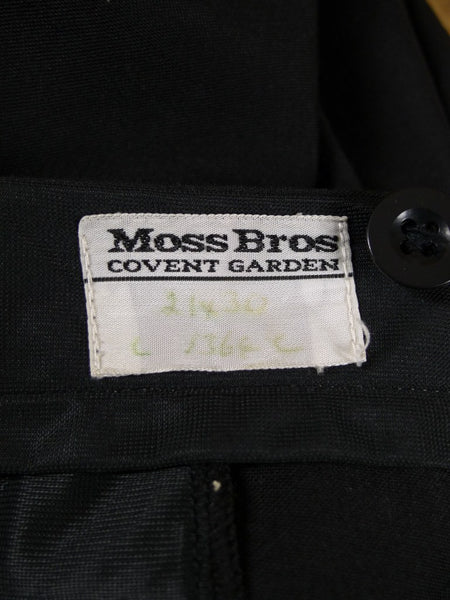 1960s Lightweight Black Wool Dinner Trousers w/ Black Braces 40S