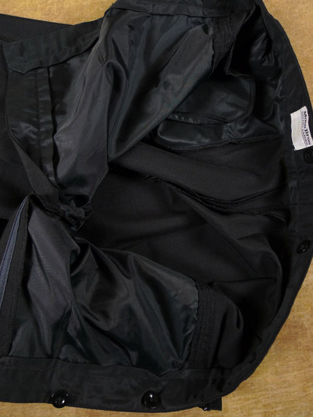 1960s Lightweight Black Wool Dinner Trousers w/ Black Braces 40S