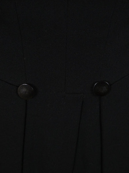 1940s 1950s Tailored Black Barathea Wool Evening Tailcoat 36L