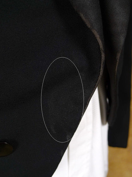 1940s 1950s Tailored Black Barathea Wool Evening Tailcoat 36L