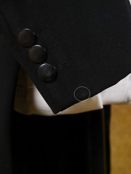1940s 1950s Tailored Black Barathea Wool Evening Tailcoat 36L