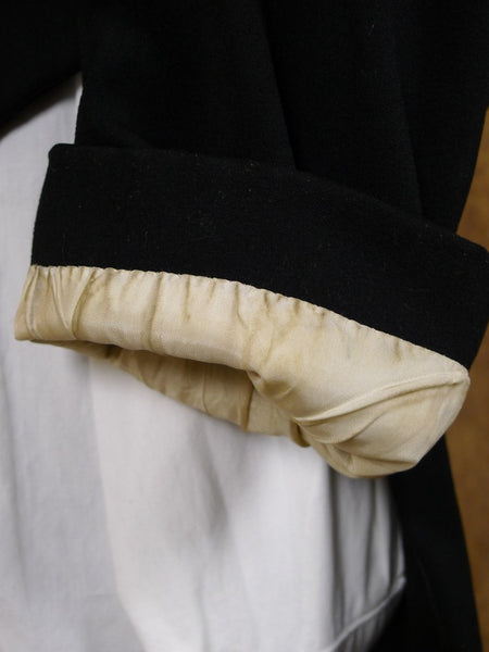 1940s 1950s Tailored Black Barathea Wool Evening Tailcoat 36L