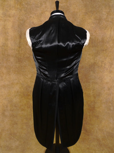 1940s 1950s Tailored Black Barathea Wool Evening Tailcoat 36L