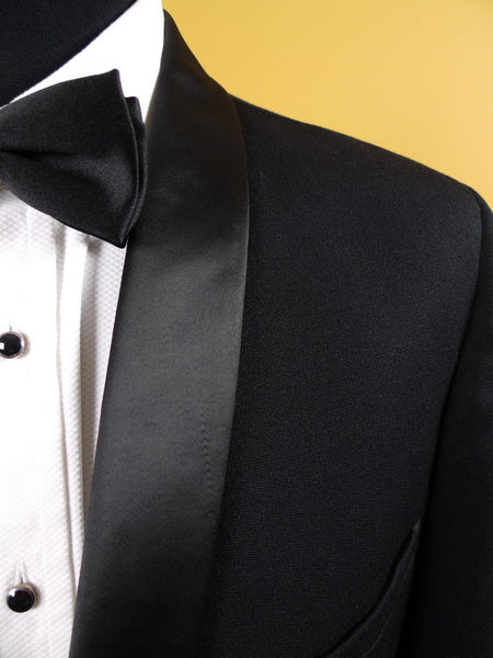 1950s 1960s Vintage Black Barathea Wool Dinner Jacket 39S