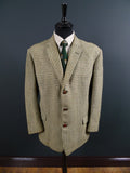 1950s 1960s Vintage Green Houndstooth Harris Tweed Jacket 44S