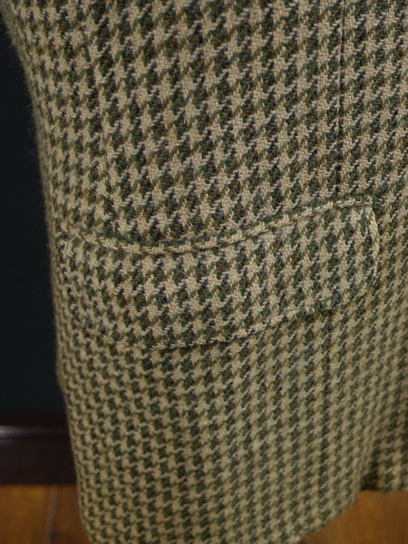 1950s 1960s Vintage Green Houndstooth Harris Tweed Jacket 44S